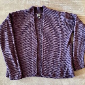 Eileen Fisher Deep Purple Textured Cardigan Size M